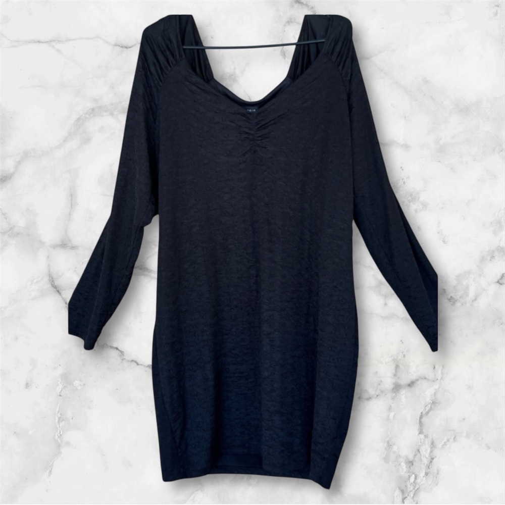 Torrid Plus Size 3X Black V-Neck Long Sleeve Bodycon Dress Polyester Spandex